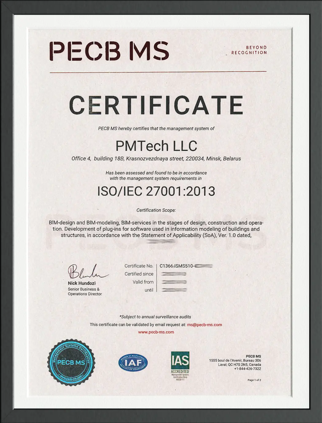 9PMtech LLC ISO 27001